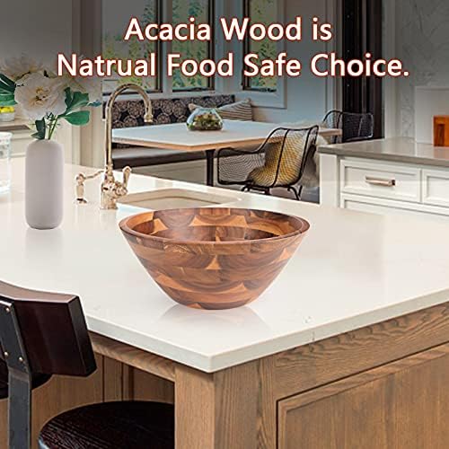 AIDEA Acacia Wood Serving Bowl for Fruits or Salads, 11" Diameter x