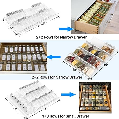 Antimbee Spice Drawer Organizer, 4 Tier- 8 Pack Kitchen Spice Rack