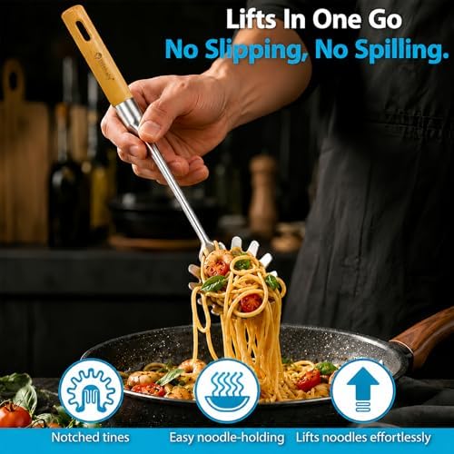 7-Piece Stainless Steel Utensil Set with Wooden Handle