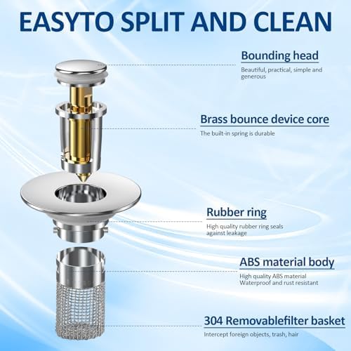 6 Pcs Bathroom Sink Drain Strainer 1.25"/1.5" Drain Hoses 2.6 Inches