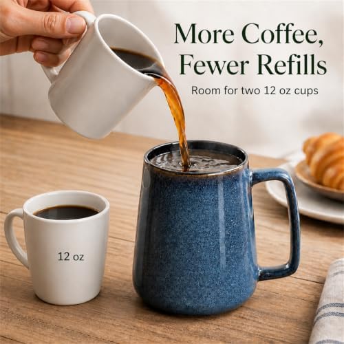 Extra Large Tall Coffee Mugs with Handle - Set of 2, 24 oz Ceramic