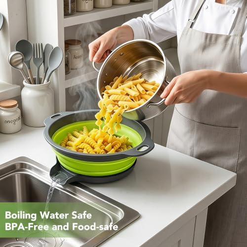 3-Pack Collapsible Colander for Kitchen with Self-Draining Base