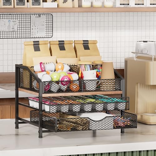Coffee Bar Organizer for Countertop, Coffee Station Organizer with