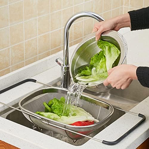 Expandable Stainless Steel Colander, Over the Sink Colander Strainer