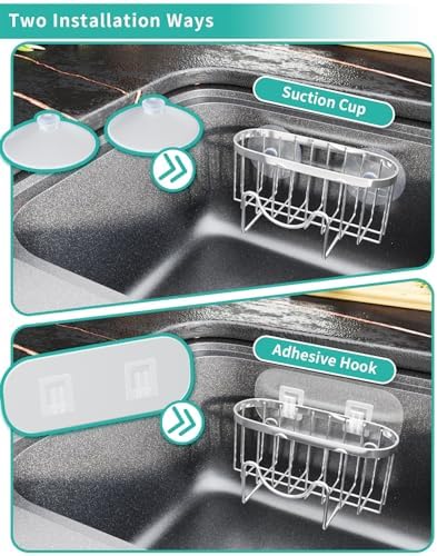 HapiRm Adhesive Kitchen Sink Organizer, Silver