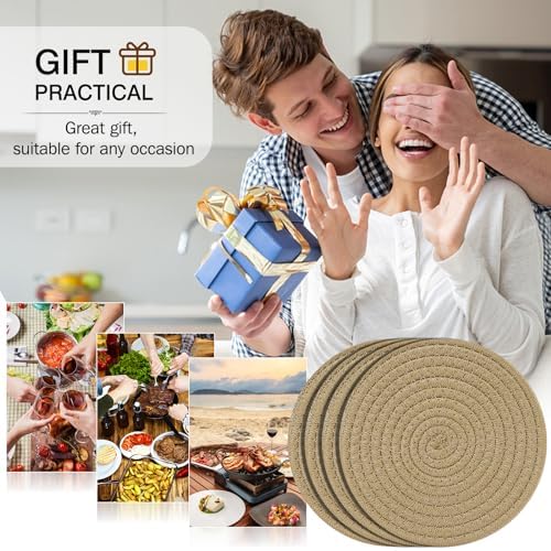 ME.FAN 7 Inch Trivets/Potholders 4 Set Cotton Thread Weave Trivets for