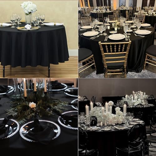 10 Pack Black Round Tablecloths, 120 Inch Stain Resistant and Wrinkle