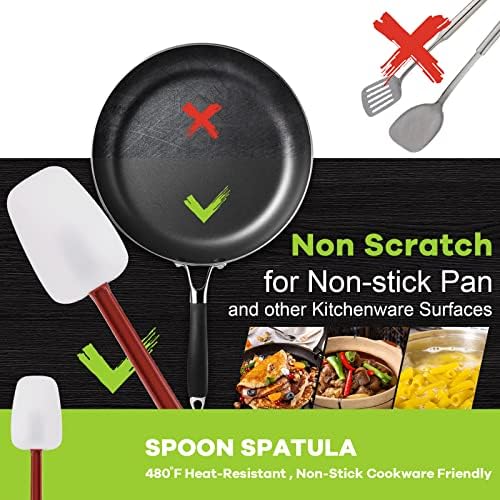 Commercial Spoonula Rubber Spatula Set 2, High Heat Spatula Spoon