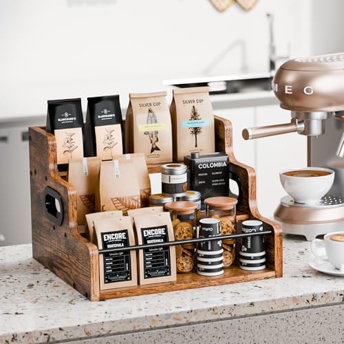 KLM Liquor Bottle Display Shelf, Coffee Syrup Rack Organizer, 3 Step