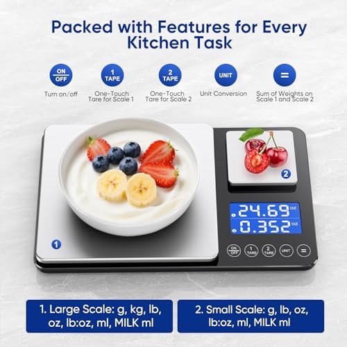 Dual Platform Food Kitchen Scale with 0.01g/0.001oz High Precision