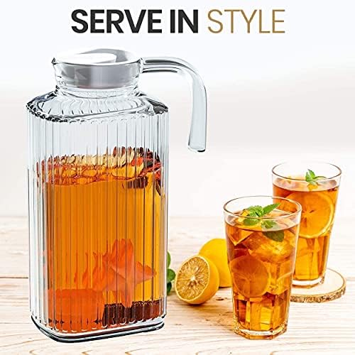 Fridge Pitcher – 60 OZ. Glass Water Fridge Pitcher with Lid By Home