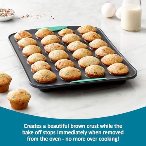 Trudeau 24-Cup Silicone Muffin Pan – Hybrid Non-Stick Bakeware with