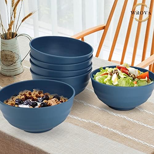Wheat Straw Bowls Set 60 OZ Unbreakable Large Cereal Bowls Set of 6