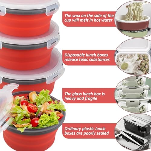 Yeory 4PCs Collapsible Bowls 5/6/7/8 Inch for Camping with Lids