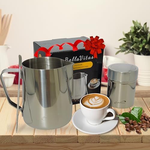Stainless Steel Milk Frothing Pitcher Set 20oz Latte Art Pen