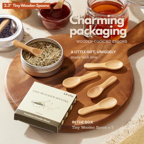 2.3 Inch Tiny Wooden Spoons (5 Pcs) Handmade Mini Spoon for