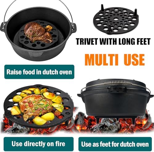 Cast Iron Trivet 2 PCS Set, 8-inch, Meat Rack, Cast Iron Grate for