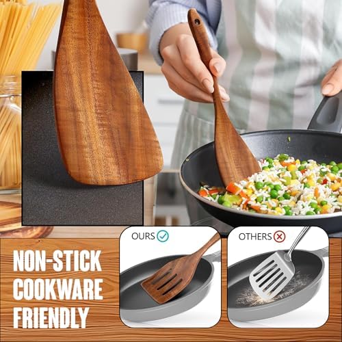 11-Piece Teak Wooden Utensil Set with Holder