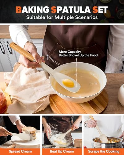 Badiano Silicone Spatula Spoon Set for Nonstick Cookwares, 4 Pack