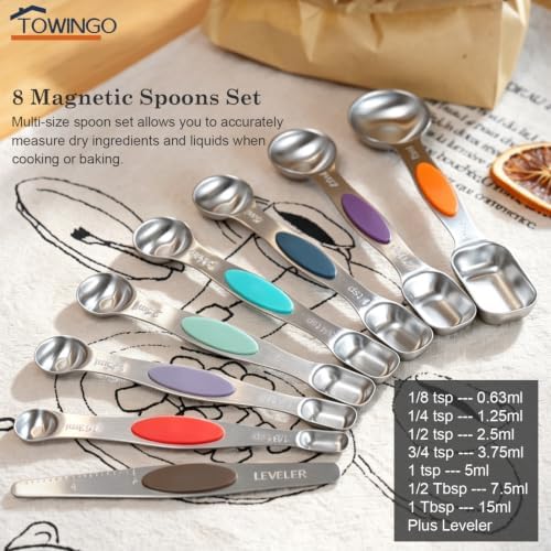 Magnetic Stainless Steel Measuring Spoons Set for Kitchen Cooking