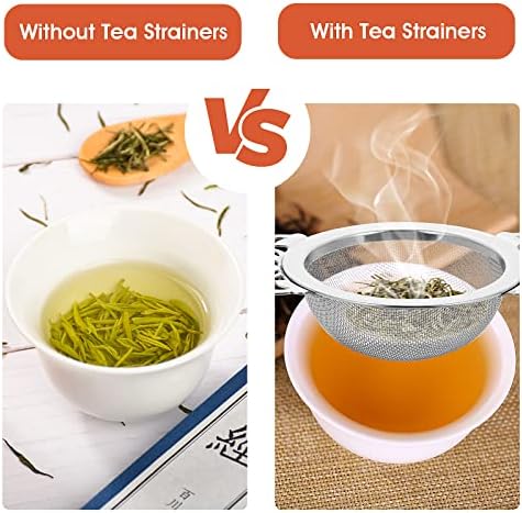 2 Pack Small Fine Mesh Tea Strainers with Bowl, Stainless Steel Loose