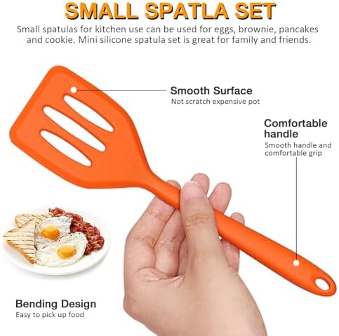 5 Pcs Small Silicone Spatula, Mini Slotted Turner for Egg, Pancake