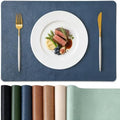 homing Faux Leather Vinyl Placemats Set of 6, Easy to Clean, Navy Blue