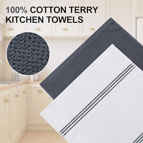 Homaxy Dual Design Kitchen Towels and Dishcloths Set, 8 Pack, Dark
