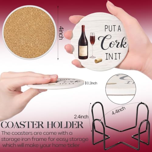 Rtteri Wine Coasters for Drinks Set of 8 Absorbent Ceramic Coasters