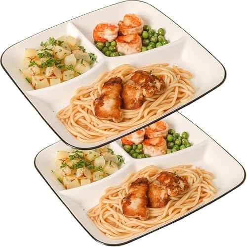 10inch Ceramic Divided Plates Set of 2,3 Compartment Portion Control