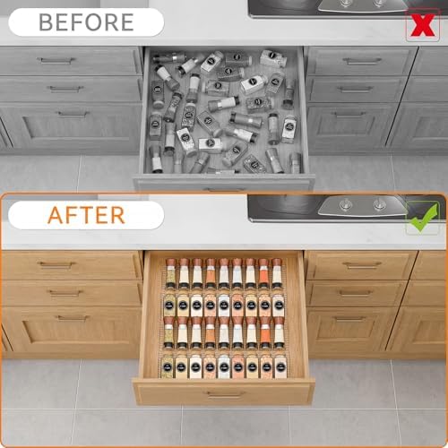 LETGO 8 Pack Adjustable Spice Rack for Drawer- Expandable From 11" to