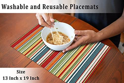 Ruvanti Placemats Set of 6, 100% Cotton Place Mats of 13"x19", Multi