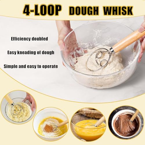 Sourdough Bread Baking Tool Set -Danish Dough Whisk Set of 6 Pieces