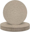 Round Placemats Set of 6, Cotton Rope Woven Table Mats, Hot Pads for