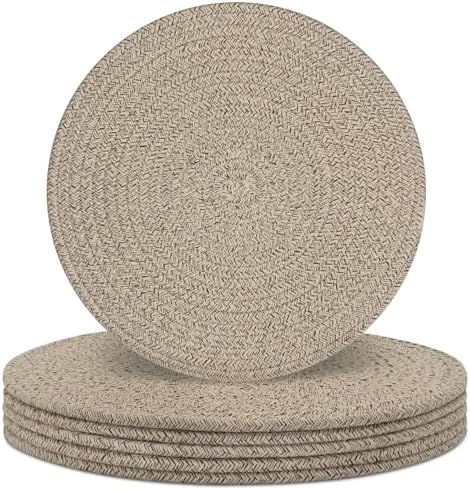 Round Placemats Set of 6, Cotton Rope Woven Table Mats, Hot Pads for