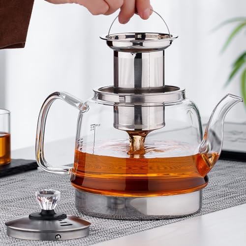 1.4L Borosilicate Glass Teapot with Stainless Steel Filter