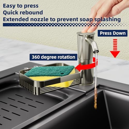 KNEELISA Kitchen Sink Soap Dispenser with Sponge Rack
