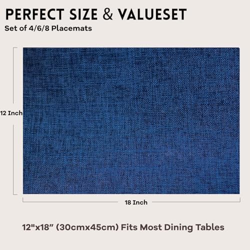 Niviy Placemats, Linen Placemats Set of 4, 12x18 Inch Heat Resistant