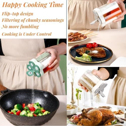 2 Pcs 5 in 1 Spice Containers, Multi-Spice Dispenser, Portable Travel