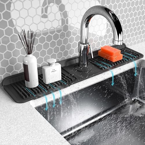 Folding faucet mat for kitchen sink-sink splash guard behind