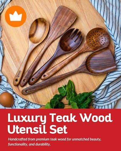 Boxiki Kitchen 6-Piece Teak Wood Utensil Set