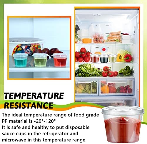 Lounsweer 60 Pack Plastic Condiment Souffle Containers with Attached