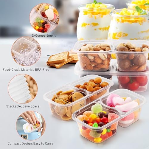 20 Set Snack Containers with Lids & Spoons, Transparent
