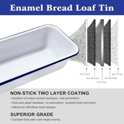 Webake Large Enamel Bread Pan with Lid, Long Banana Bread Loaf Pan for