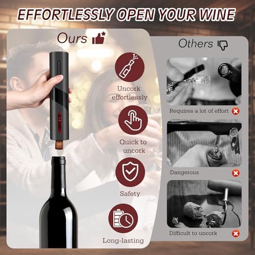 6-in-1 Electric Wine Bottle Opener Set, Cordless Rechargeable Wine