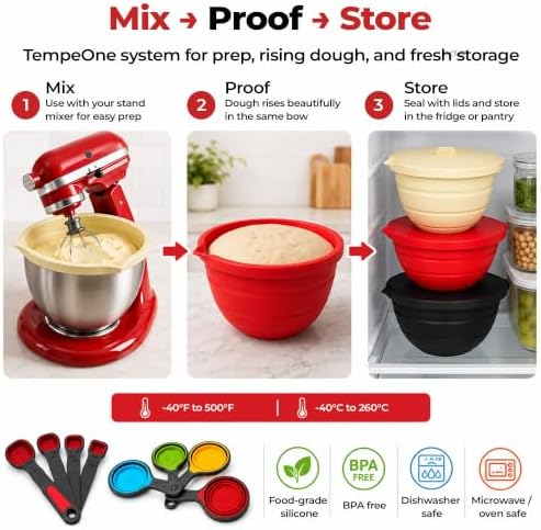 15-Piece Collapsible Silicone Mixing Bowl Set with Lids & Spatula