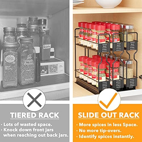 SpaceAid Pull Out Spice Rack Organizer for Cabinet, Heavy Duty Slide