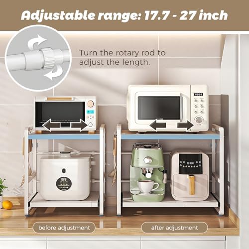 2-Tier Adjustable Microwave Rack, White