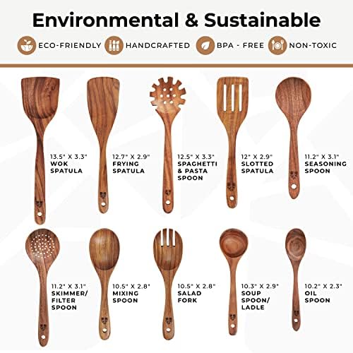 10 Pcs Wooden Kitchen Utensil Set