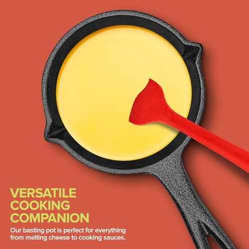 Modern Innovations Cast Iron Melting Pot for Grill Cooking, Basting Pot, Saucepan, Simmer Sauce and Butter, Small Pot, Mini Bowl for Sauces